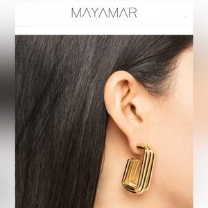 heacy plating of 24K Gold Plating Square Hoop Earrings